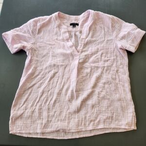 J. CREW Womens Oversized Short Sleeve Gauze Cotton Blouse Size Small Pink Boxy